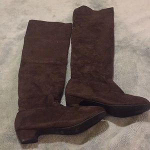 Man made material tall boots
